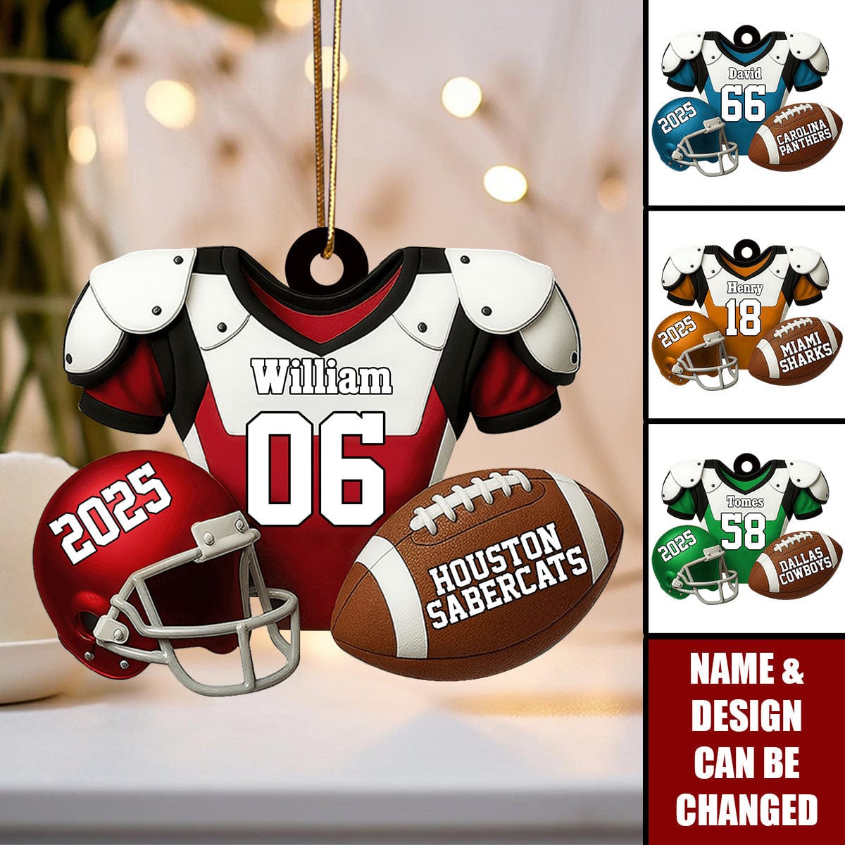 American Football Christmas - Personalized Custom Shaped Acrylic Ornament