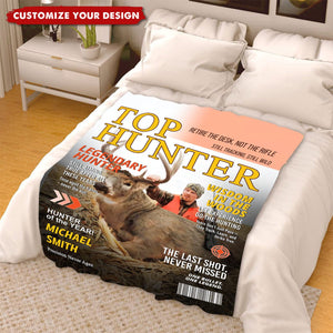 Custom Retirement Hunting Magazine Cover Personalized Blanket, Gifts for Retired Hunters
