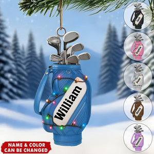 Custom Golf Bag Ornament with Name, Personalized Golf Lover Keepsake