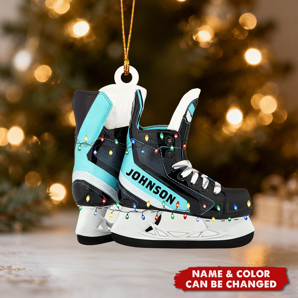 Personalized Ice Hockey Skates Custom Name Christmas Ornament