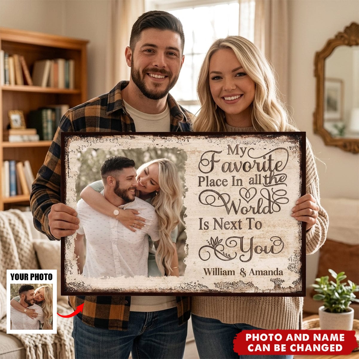 Next To You Is One Of My Favorite Places To Be - Upload Image - Personalized Horizontal Poster
