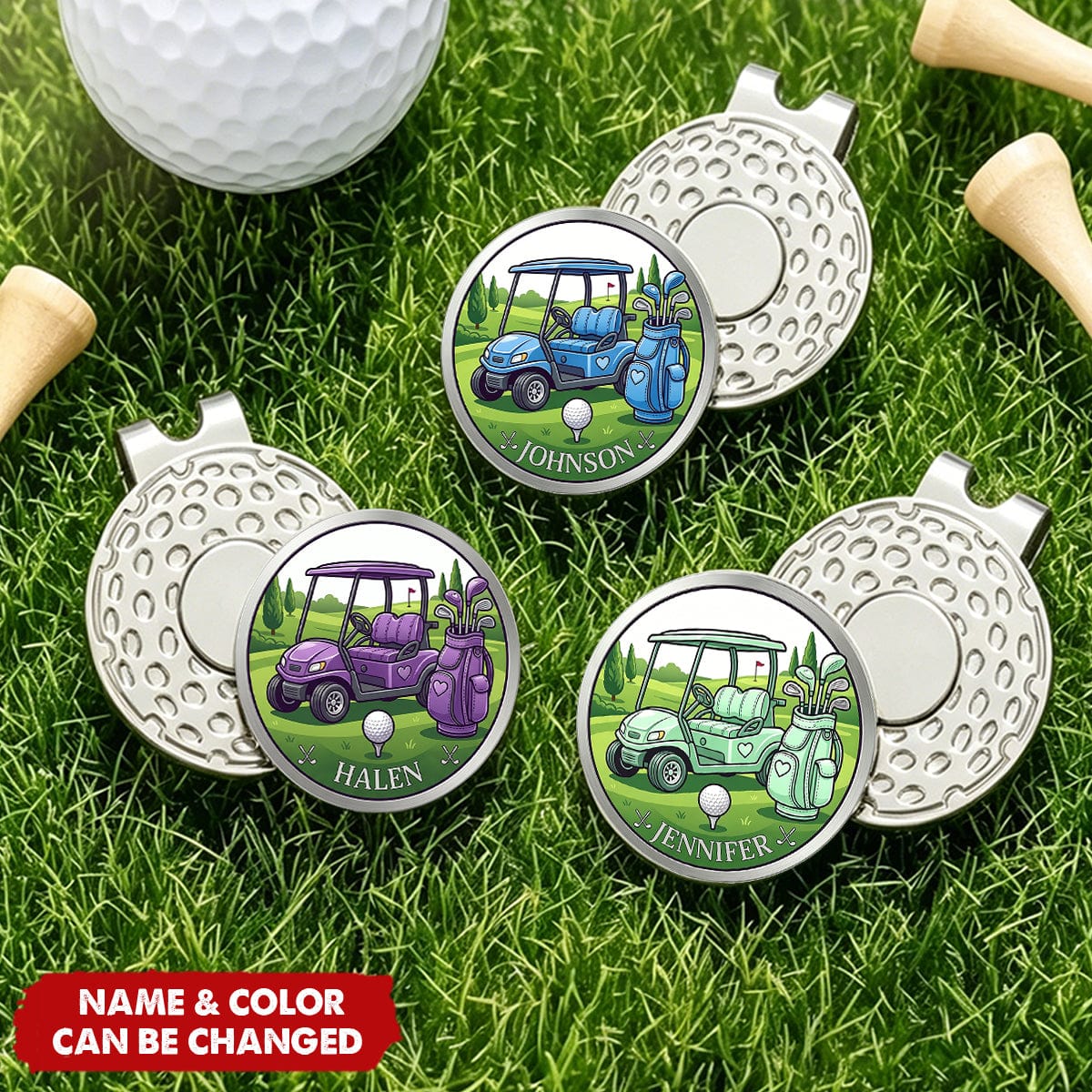 Personalized Golf Ball Marker Magnetic Hat Clip - Birthday Game Day Gift for Golf Player Dad Grandpa