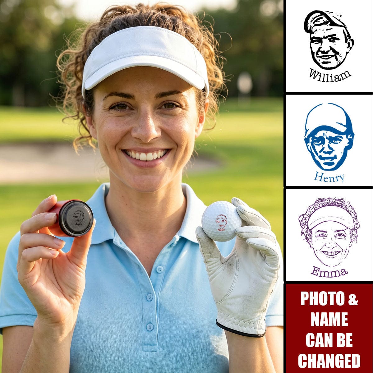 Make Every Swing Unique With Your Face and Name - Personalized Golf Ball Stamp