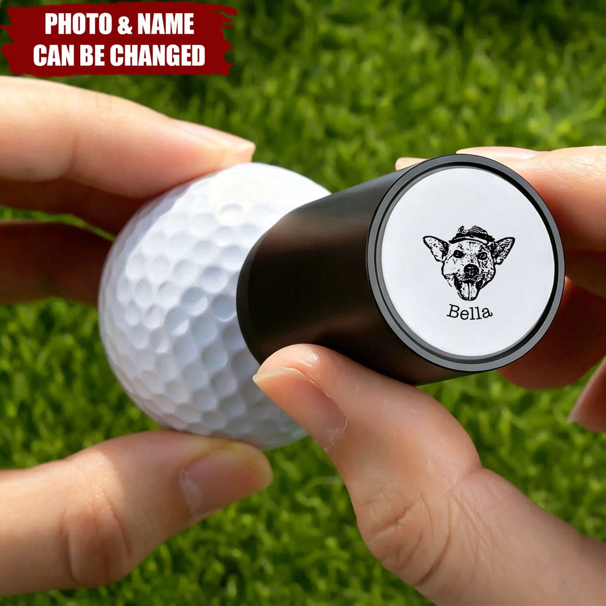 Personalized Dog Cat Pet Portrait Photo Golf Ball Self-inking Stamp - Birthday Gift for Golf Players Pet Lovers