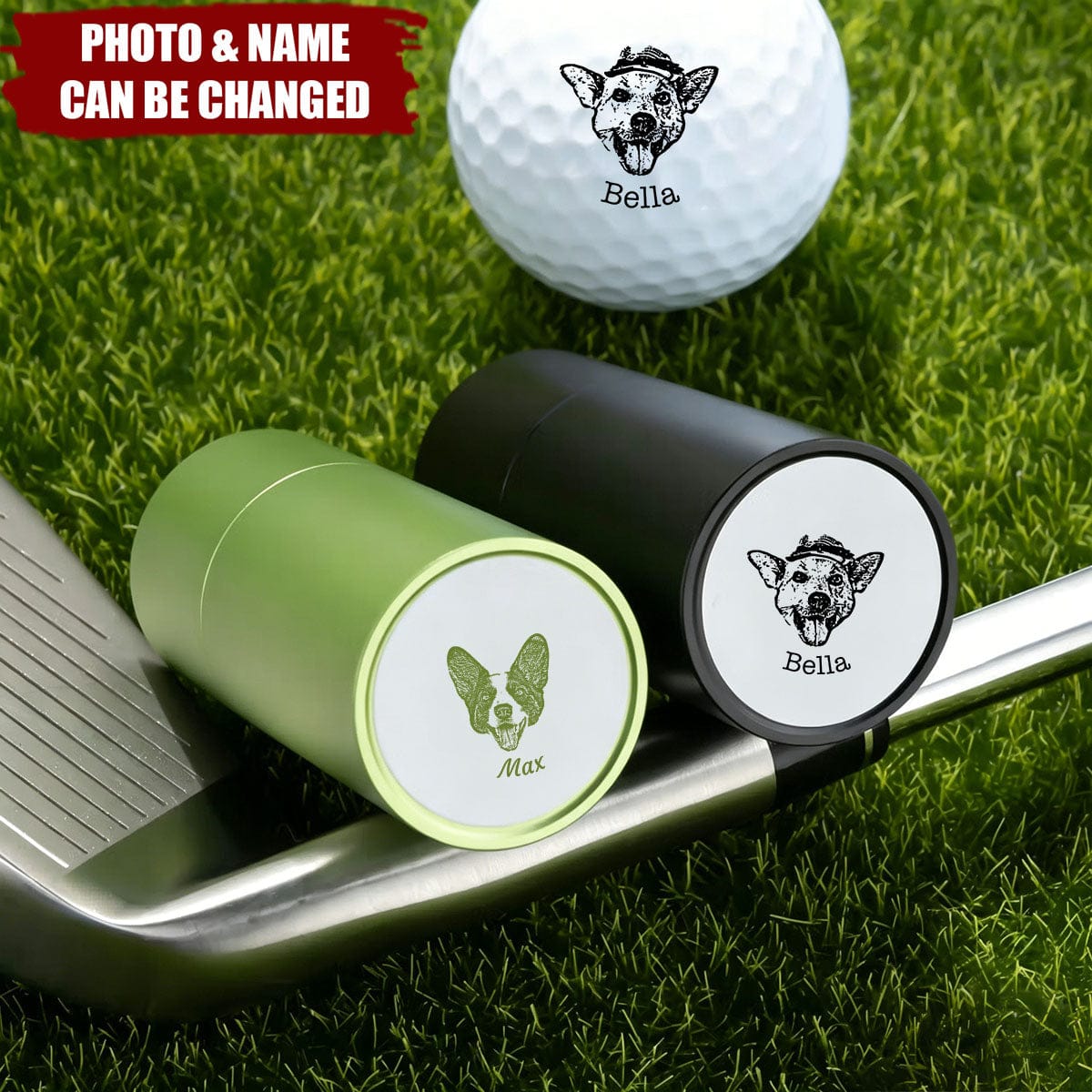 Personalized Dog Cat Pet Portrait Photo Golf Ball Self-inking Stamp - Birthday Gift for Golf Players Pet Lovers