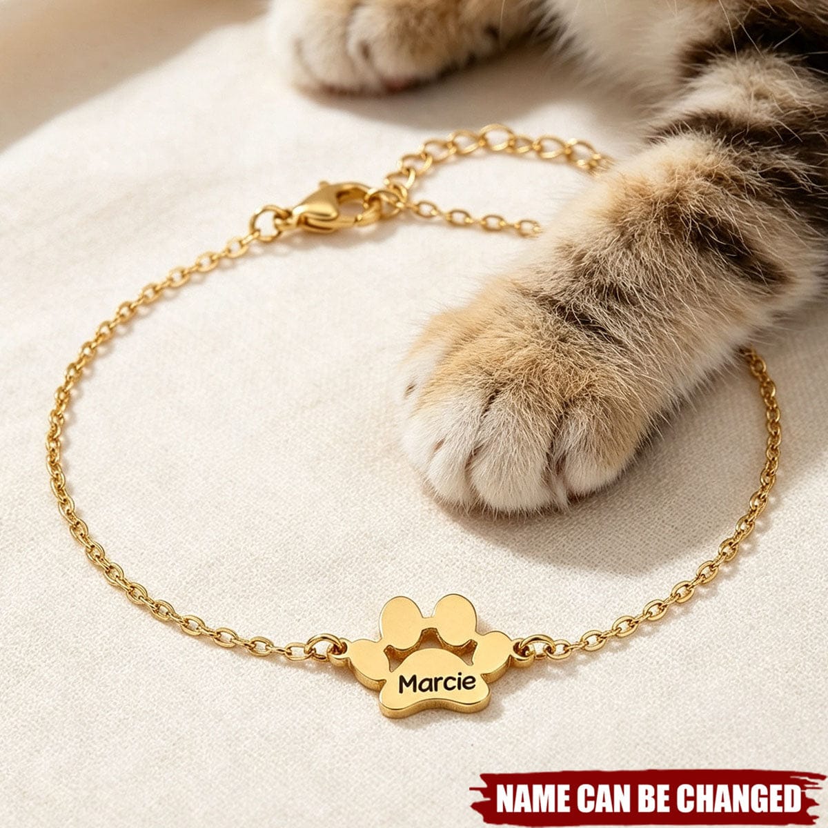 Personalized Friendly Paw Name Bracelet