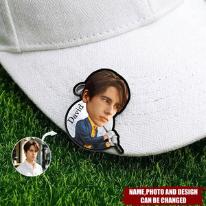 Personalized Face Photo Golf Character Golf Ball Marker Magnetic Hat Clip with Name Birthday Game Day Gift for Golf Players Lovers
