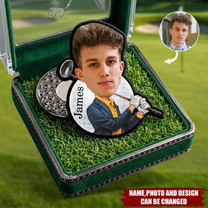 Personalized Face Photo Golf Character Golf Ball Marker Magnetic Hat Clip with Name Birthday Game Day Gift for Golf Players Lovers