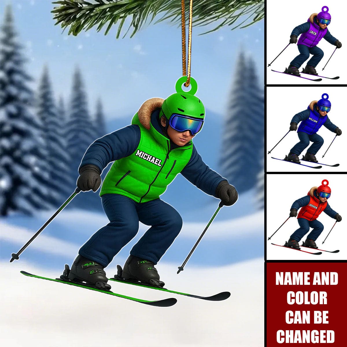 Ski Lift - Personalized Christmas Acrylic Ornament