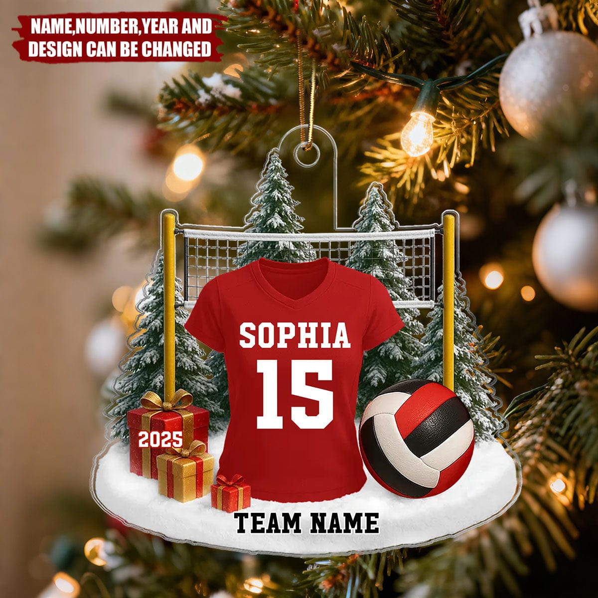 3D Effect Volleyball Player Uniform - Personalized Christmas Acrylic Ornament