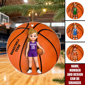 3D Effect Basketball Girl Boy - Personalized Christmas Acrylic Ornament