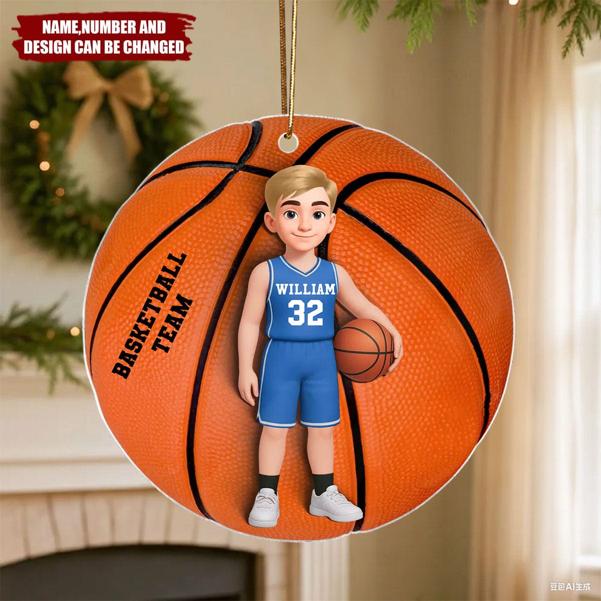 3D Effect Basketball Girl Boy - Personalized Christmas Acrylic Ornament
