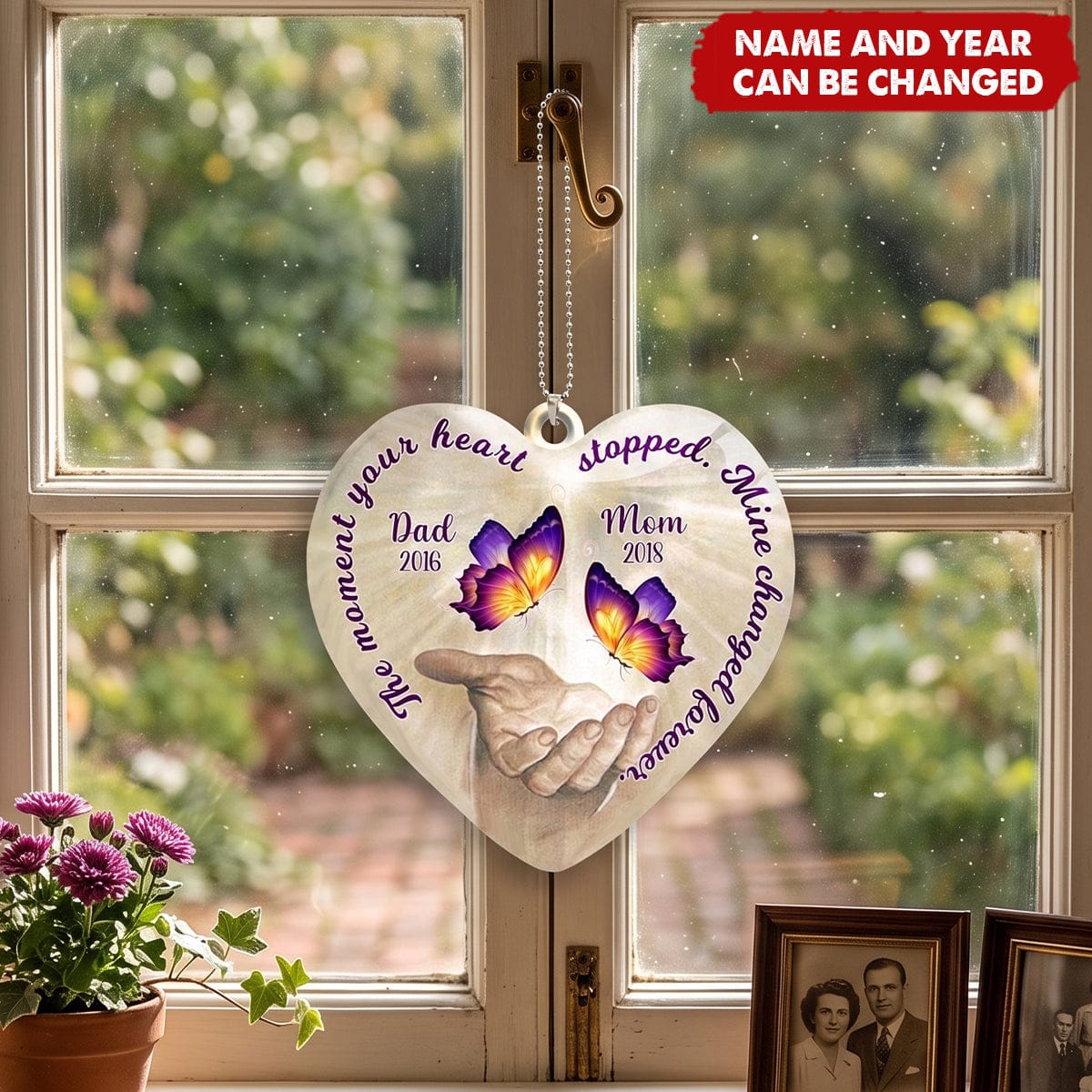 The Moment Your Heart Stopped, Mine Changed Forever Custom Memorial Ornament