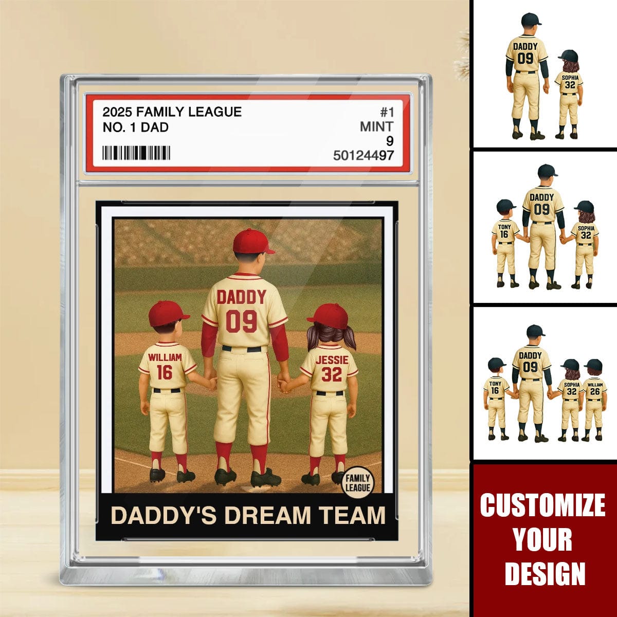 Baseball Dad Grandpa Man & Kids Personalized Acrylic Plaque
