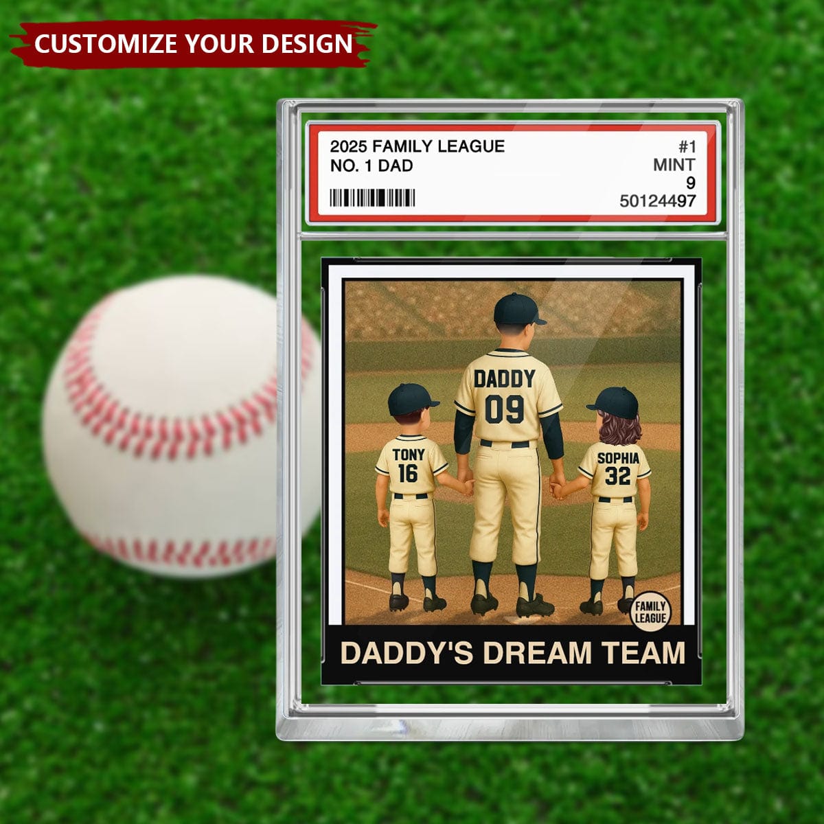 Baseball Dad Grandpa Man & Kids Personalized Acrylic Plaque