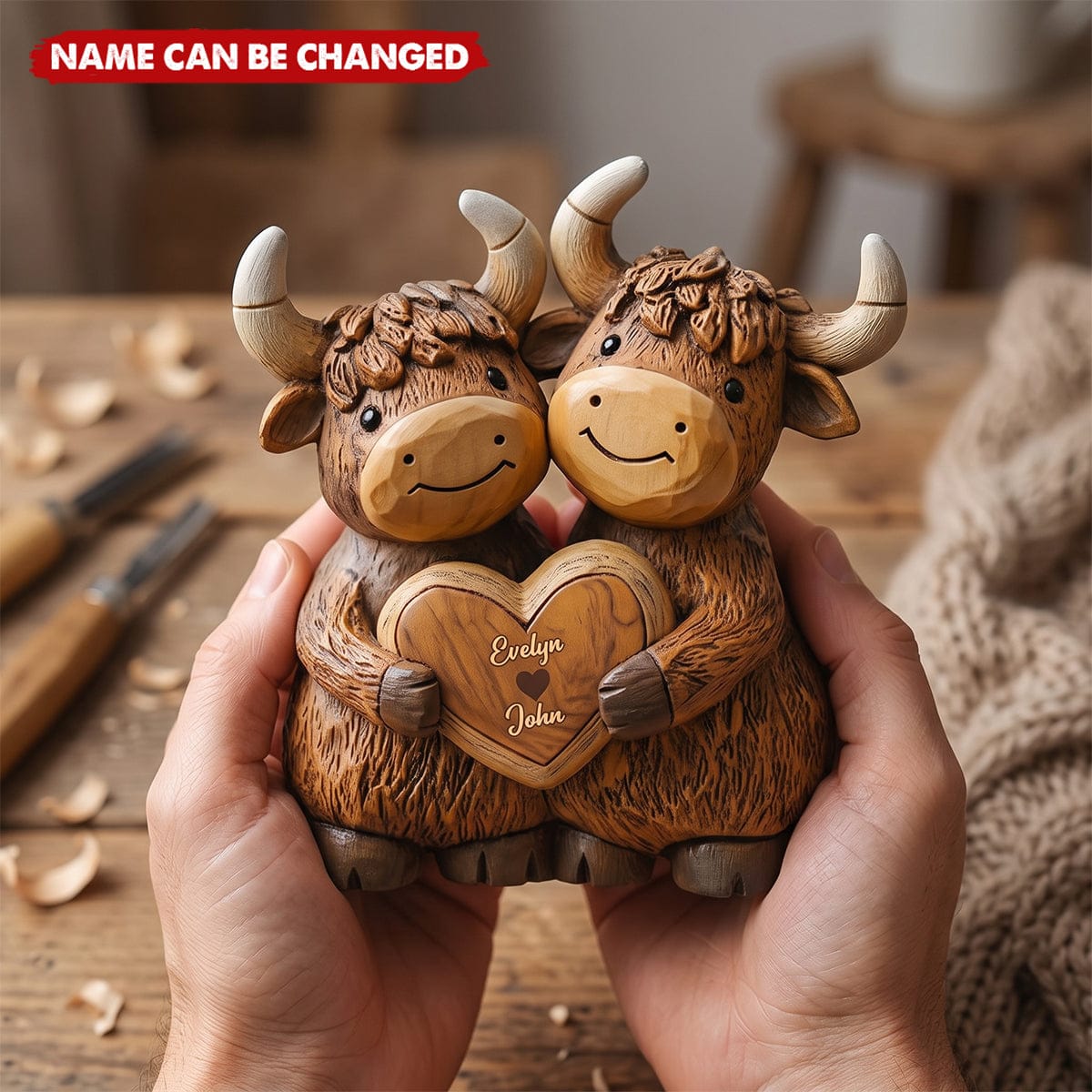 Cute Highland Cow Couple - Personalized Highland Cow Custom Shaped Acrylic Plaque