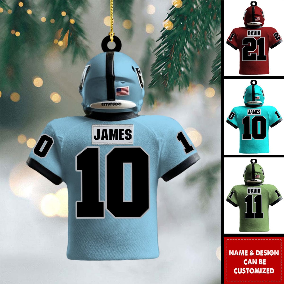 Custom Player Name & Number Football Jersey - Personalized Acrylic Sports Ornament