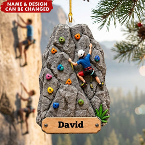 Personalized Indoor Outdoor Rock Climber Ornament, Climbing Christmas Ornaments