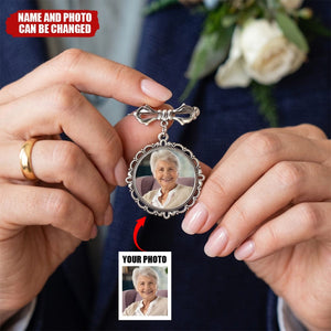 Keep Photo Close To Your Heart - Custom Memorial Photo Personalized Bow Pin - Wedding Gift For Groom, Bride