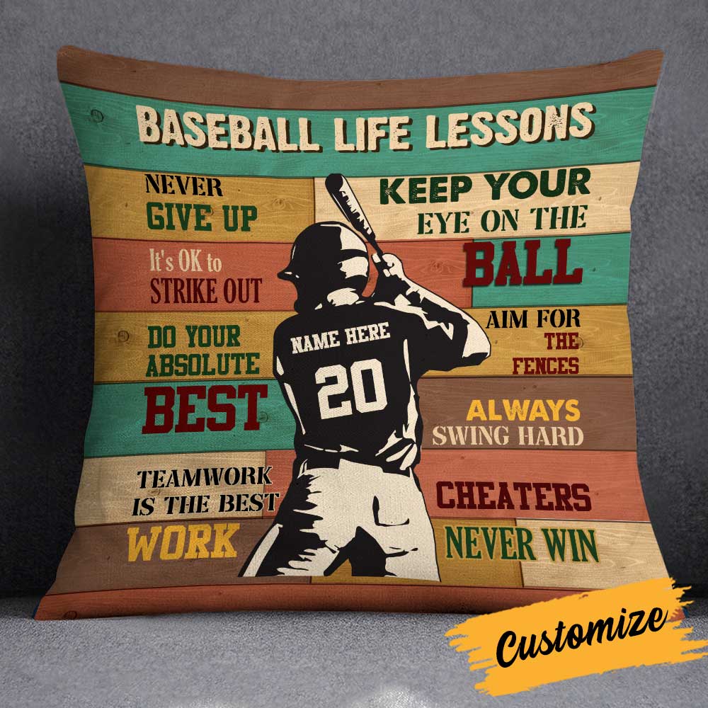 Love Baseball Player Life Lessons Pillow