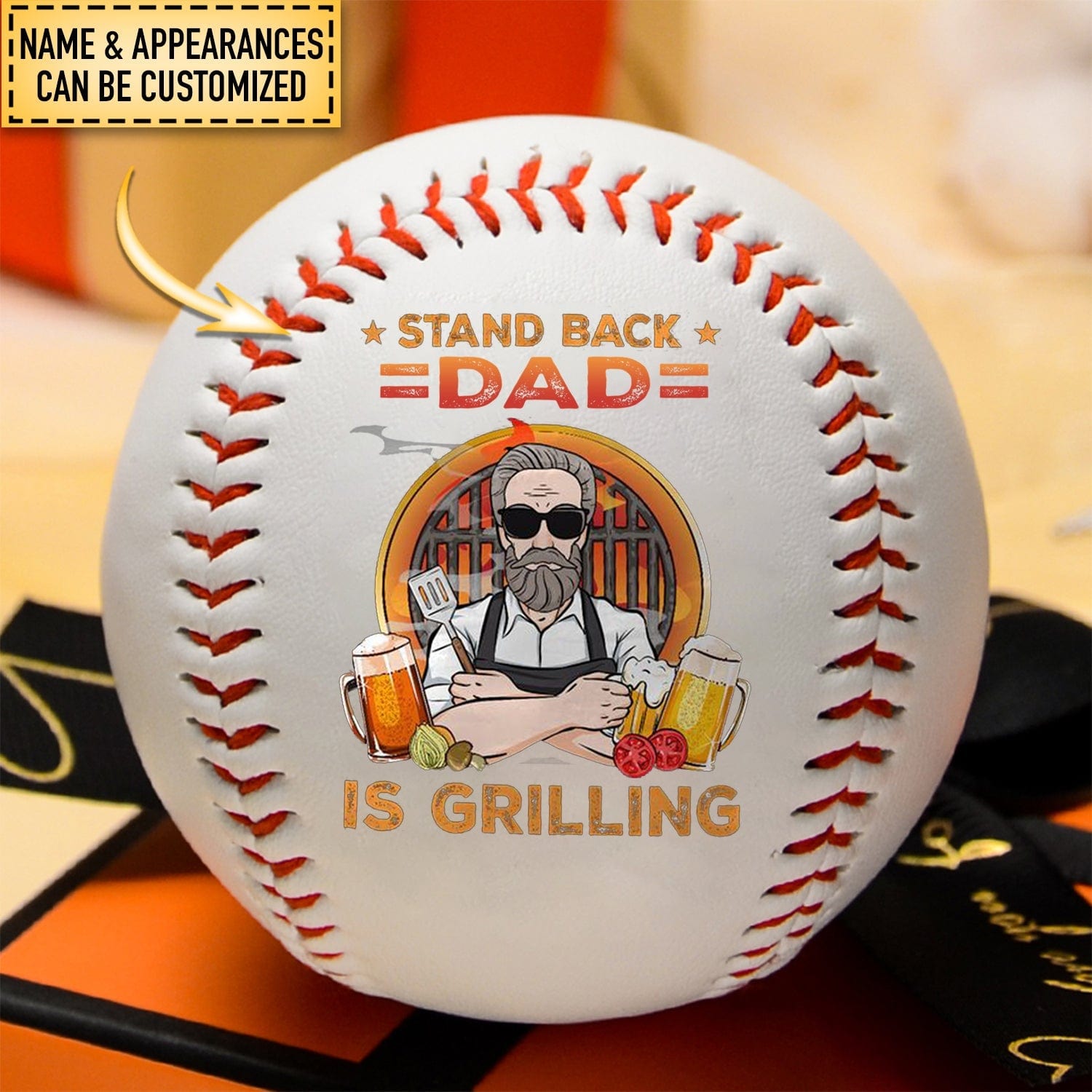 Stand Back Grandpa Papa Is Grilling - Personalized Baseball