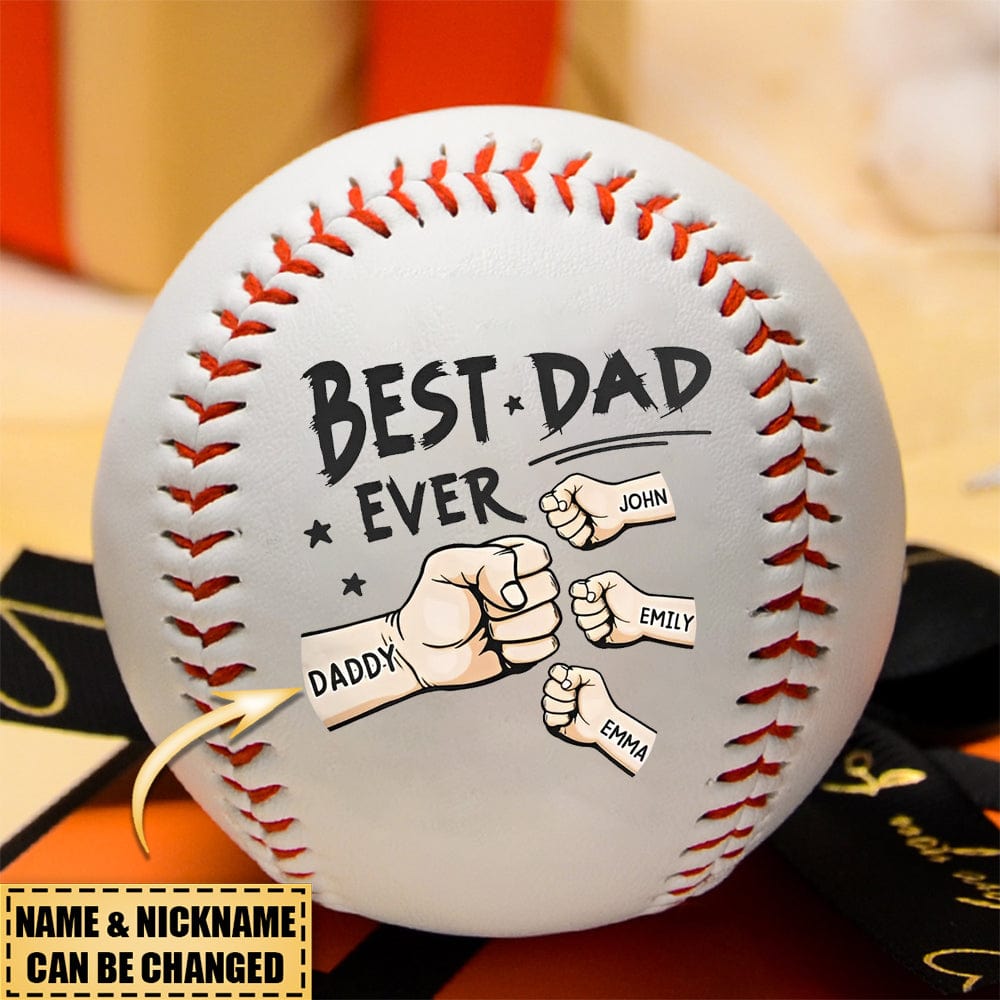 The Best Dad Ever - Family Personalized Custom Baseball - Father's Day, Birthday Gift For Dad
