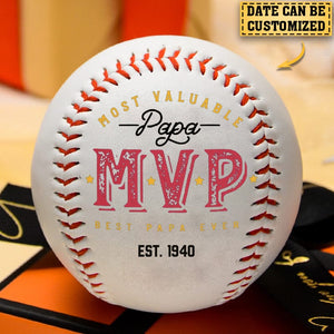 Personalized Most Valuable Papa MVP Custom Monogram Baseball