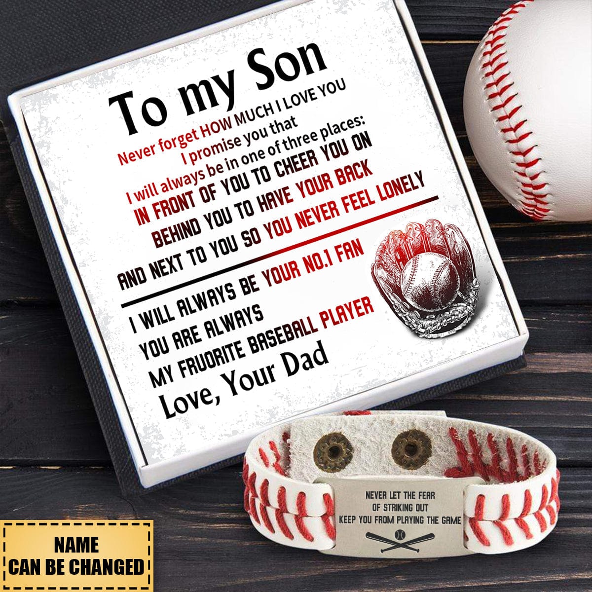 Personalized Baseball Bracelet - Baseball - To My Son - From Dad - How Much I Love You