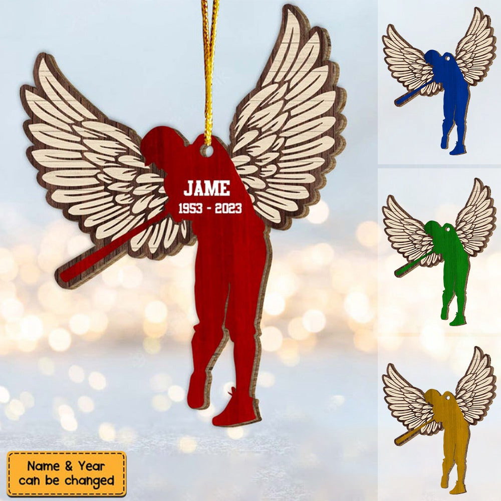 Baseball Memorial Angel Wings Ornament
