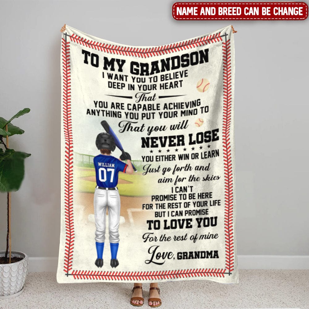 I Want You To Believe Deep In Your Heart, Gift For Baseball Lover, Personalized Blanket, Family Baseball Blanket