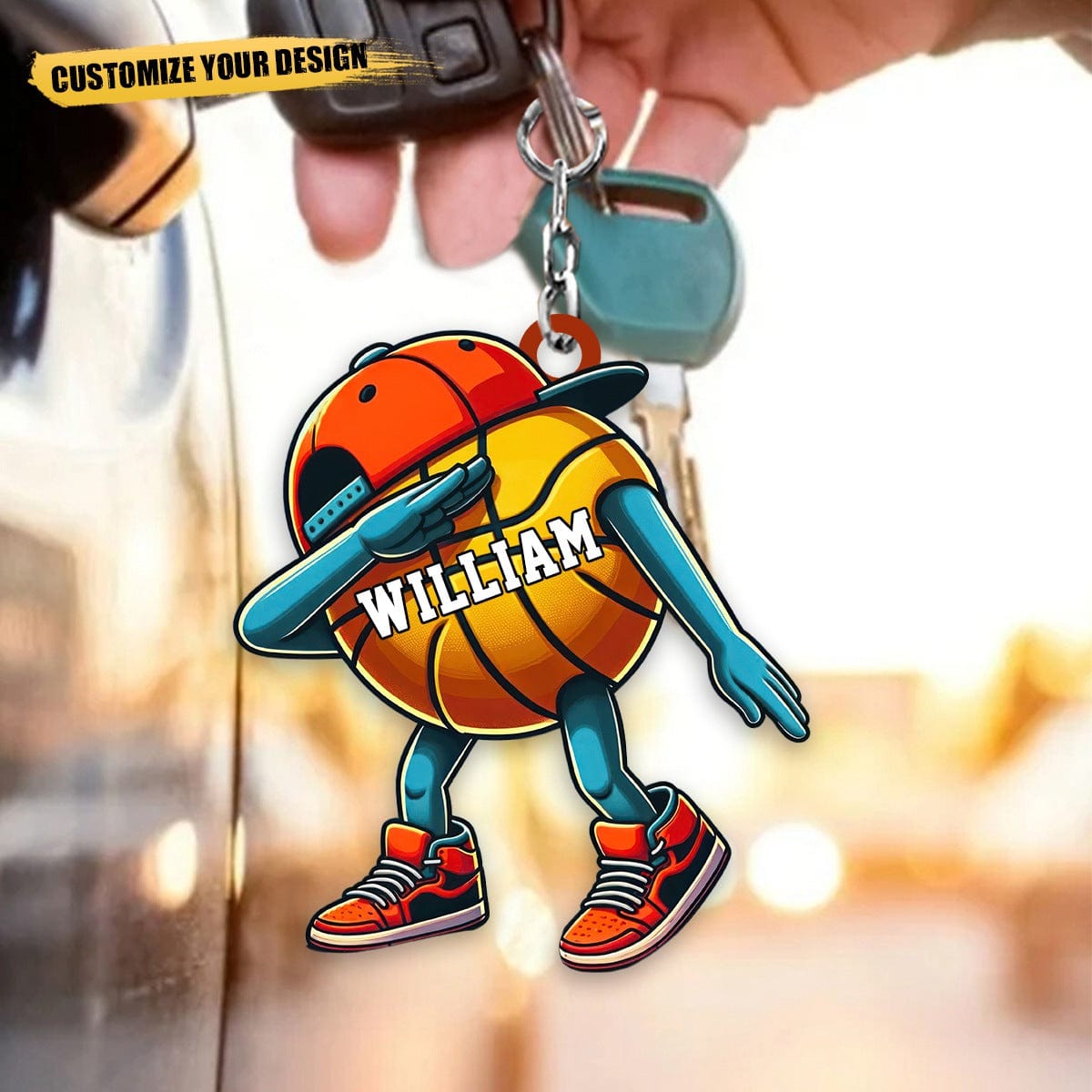 Funny Dabbing Basketball Personalized Acrylic Keychain, Gift For Basketball Lovers