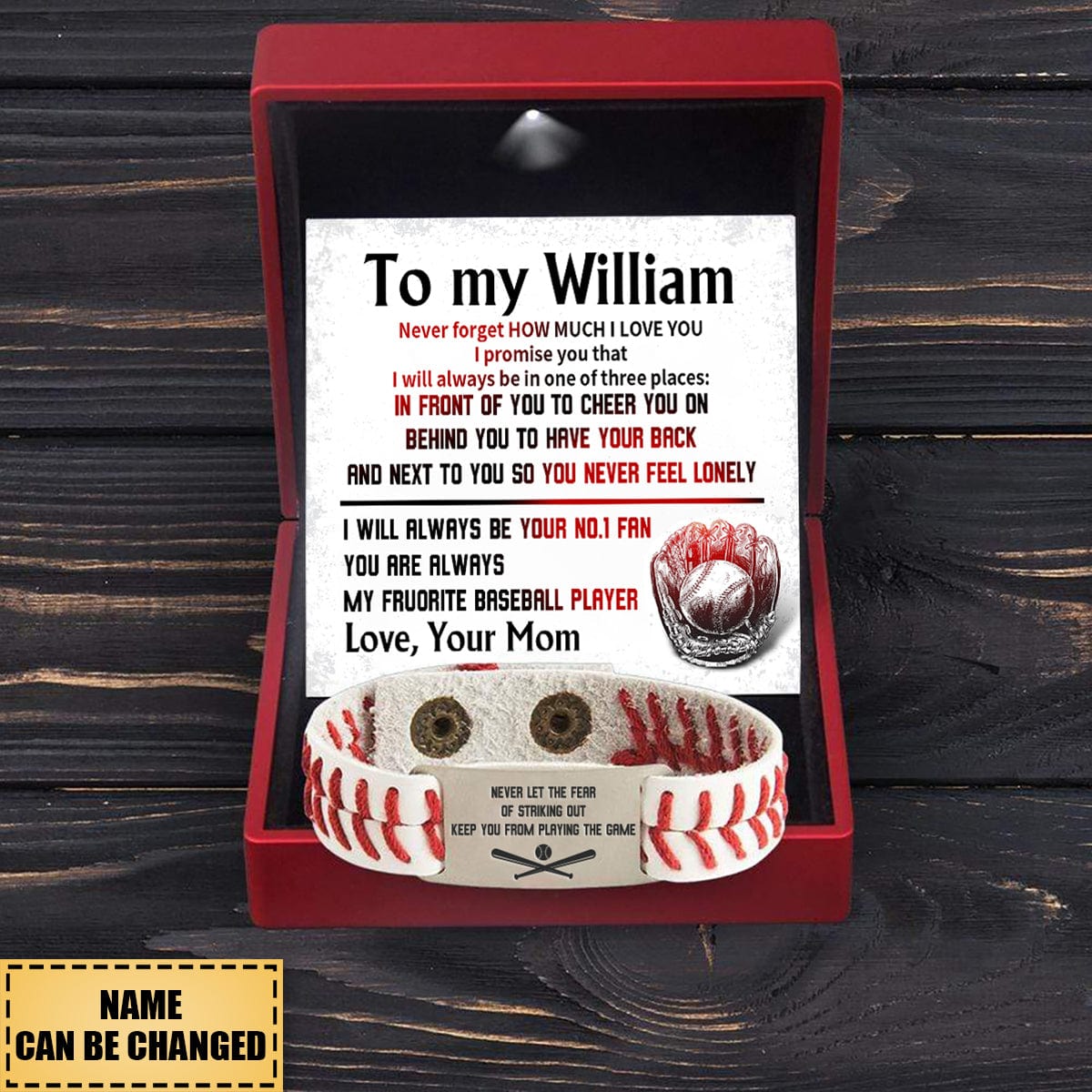 Personalized Baseball Bracelet - Baseball - To My Son - From Dad - How Much I Love You