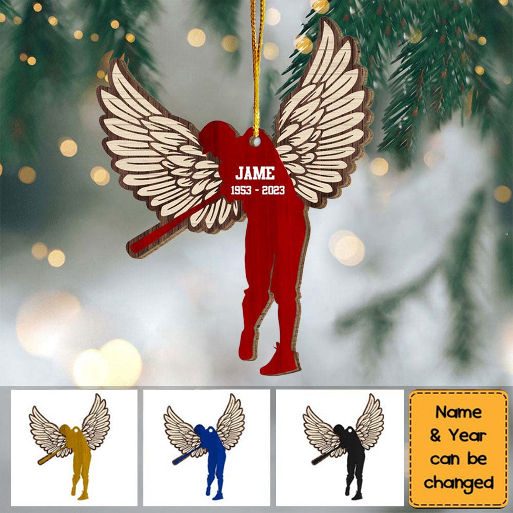 Baseball Memorial Angel Wings Ornament