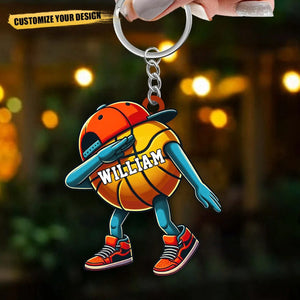 Funny Dabbing Basketball Personalized Acrylic Keychain, Gift For Basketball Lovers