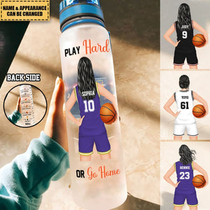 Who Loves Basketball - Personalized Water Bottle With Time Marker