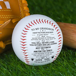 To My GrandSon - You Will Never Lose - Personalized Baseball