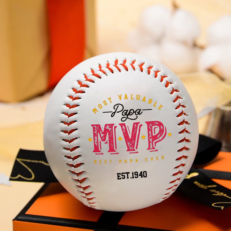Personalized Most Valuable Papa MVP Custom Monogram Baseball