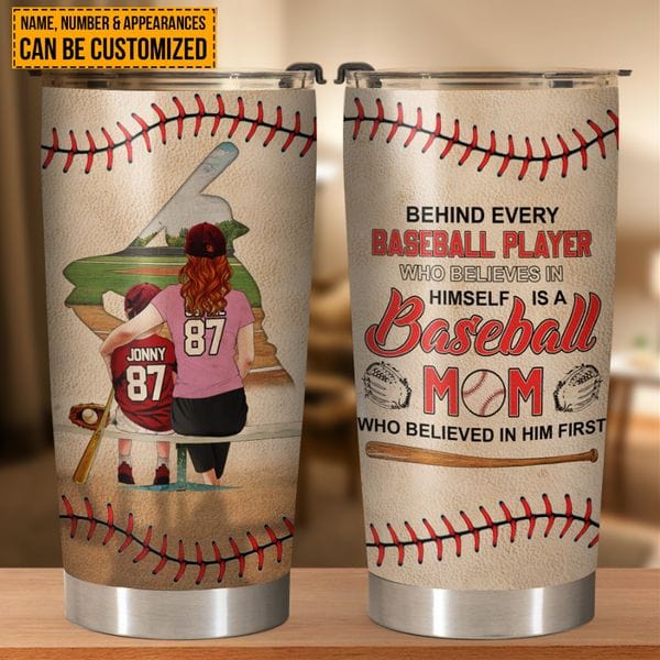 Personalized Baseball Tumbler, Vintage Style, Baseball Gifts, Baseball Poster, Baseball Room Decor With Custom Name, Number & Appearance