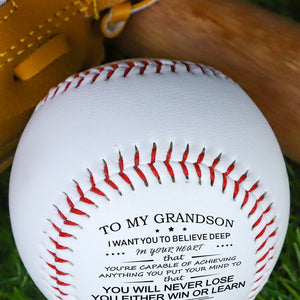 To My GrandSon - You Will Never Lose - Personalized Baseball