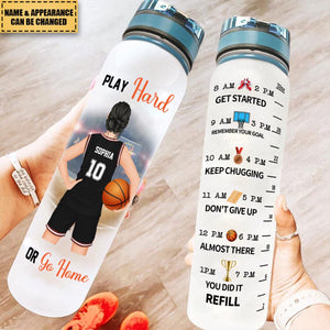 Who Loves Basketball - Personalized Water Bottle With Time Marker