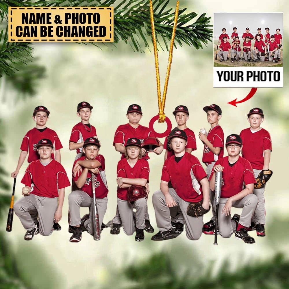 Baseball Player Team - Personalized Custom Photo Acrylic Ornament - Christmas Gift For Baseball Players, Baseball Lovers