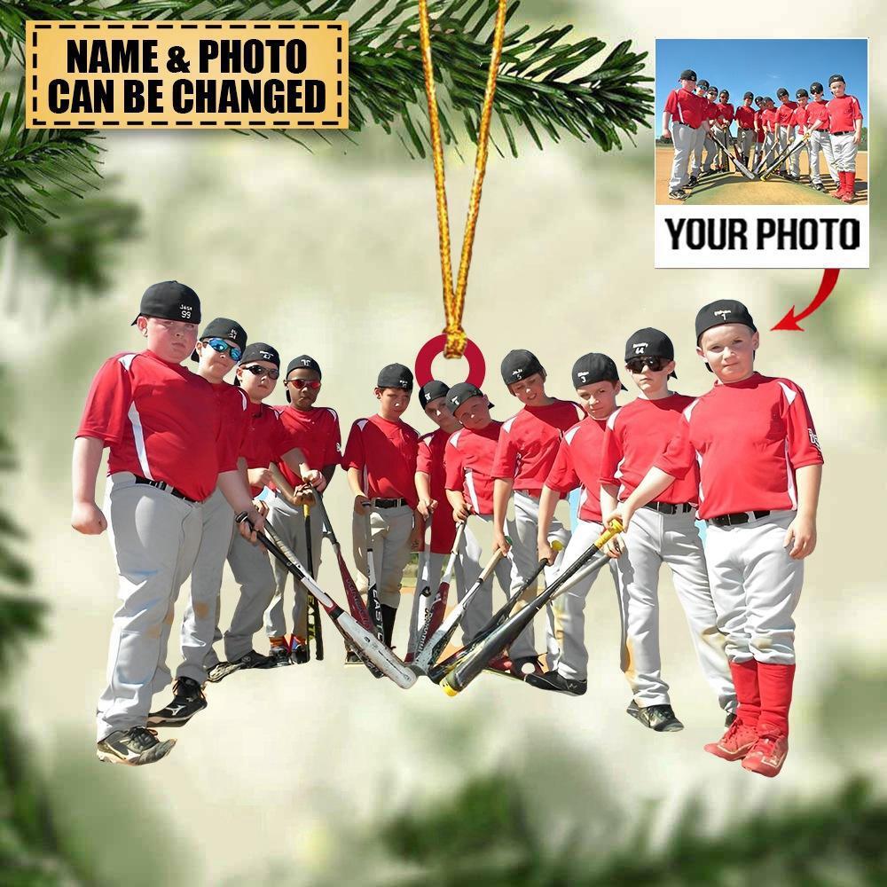 Baseball Player Team - Personalized  Acrylic Christmas Ornament - Upload Photo