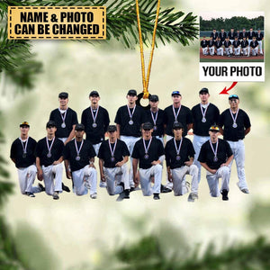 Baseball Player Team - Personalized Custom Photo Acrylic Christmas Ornament