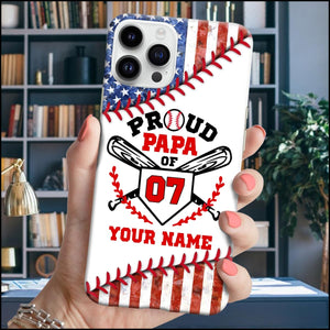4th of July Proud Papa Of Baseball Player, Love Baseball Sports Personalized Phone Case