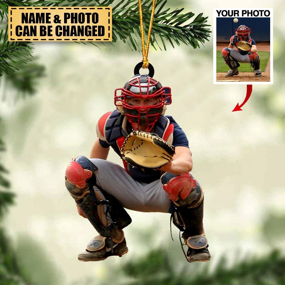 Custom Photo Ornament Gift For Baseball Player - Personalized Photo Ornament Gift For Baseball Lovers