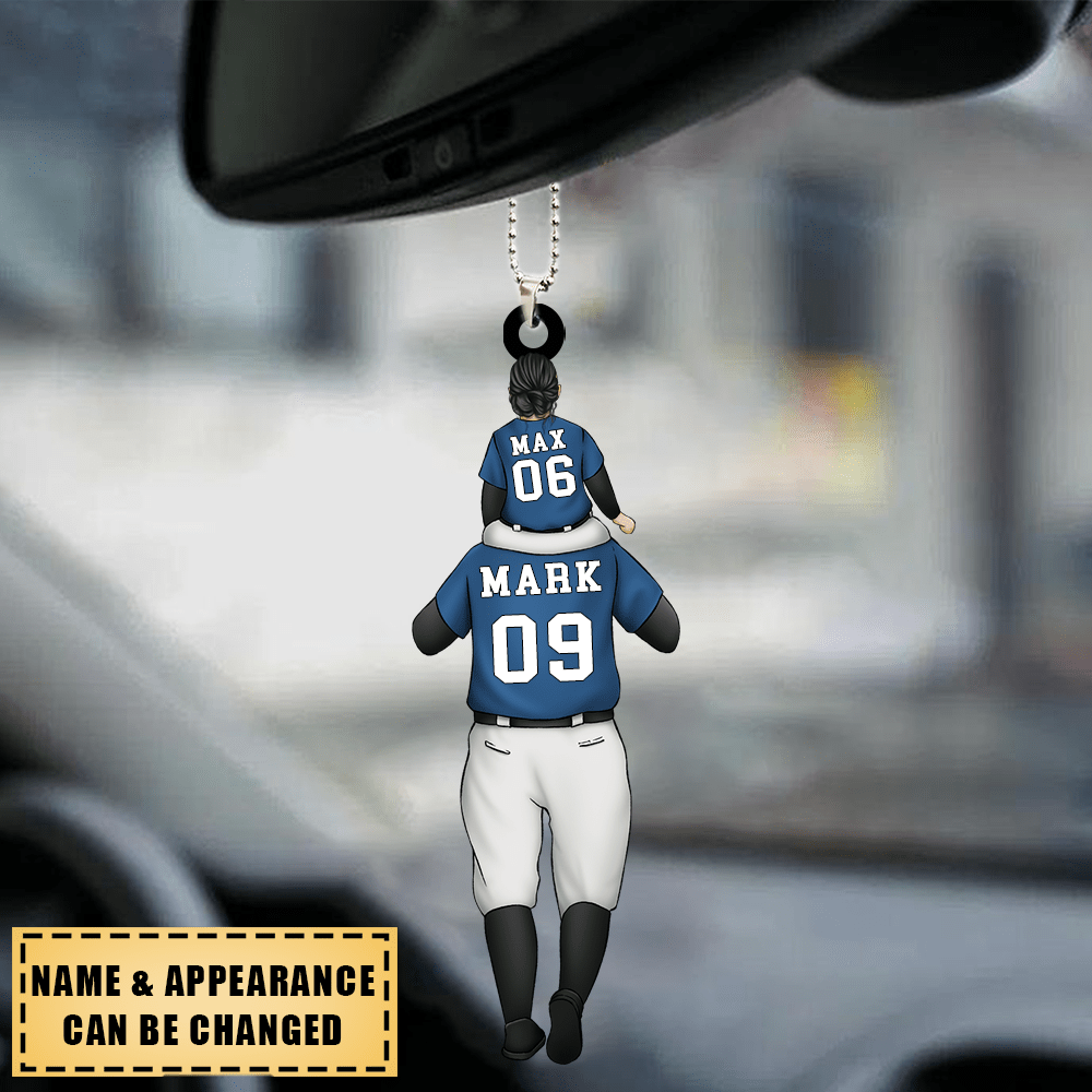 Dad And Kids Play Baseball Together - Personalized Ornament