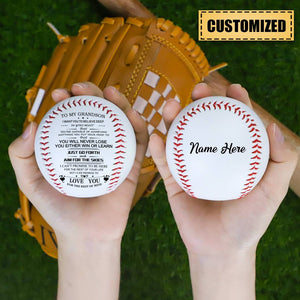 To My GrandSon - You Will Never Lose - Personalized Baseball