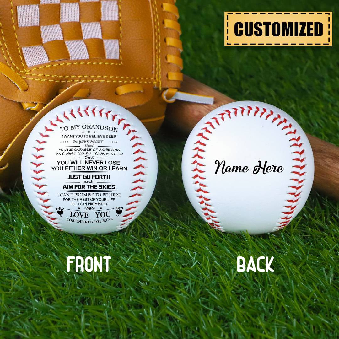 To My GrandSon - You Will Never Lose - Personalized Baseball