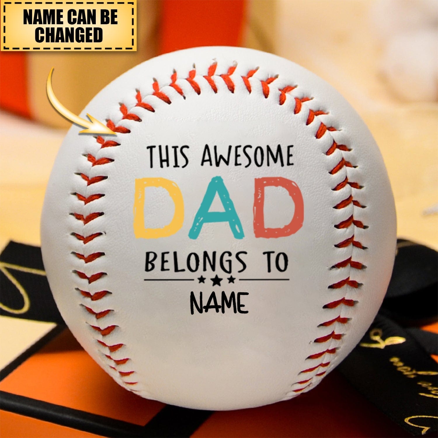 This Awesome Dad Belongs To - Personalized Custom Baseball - Gift for Dad