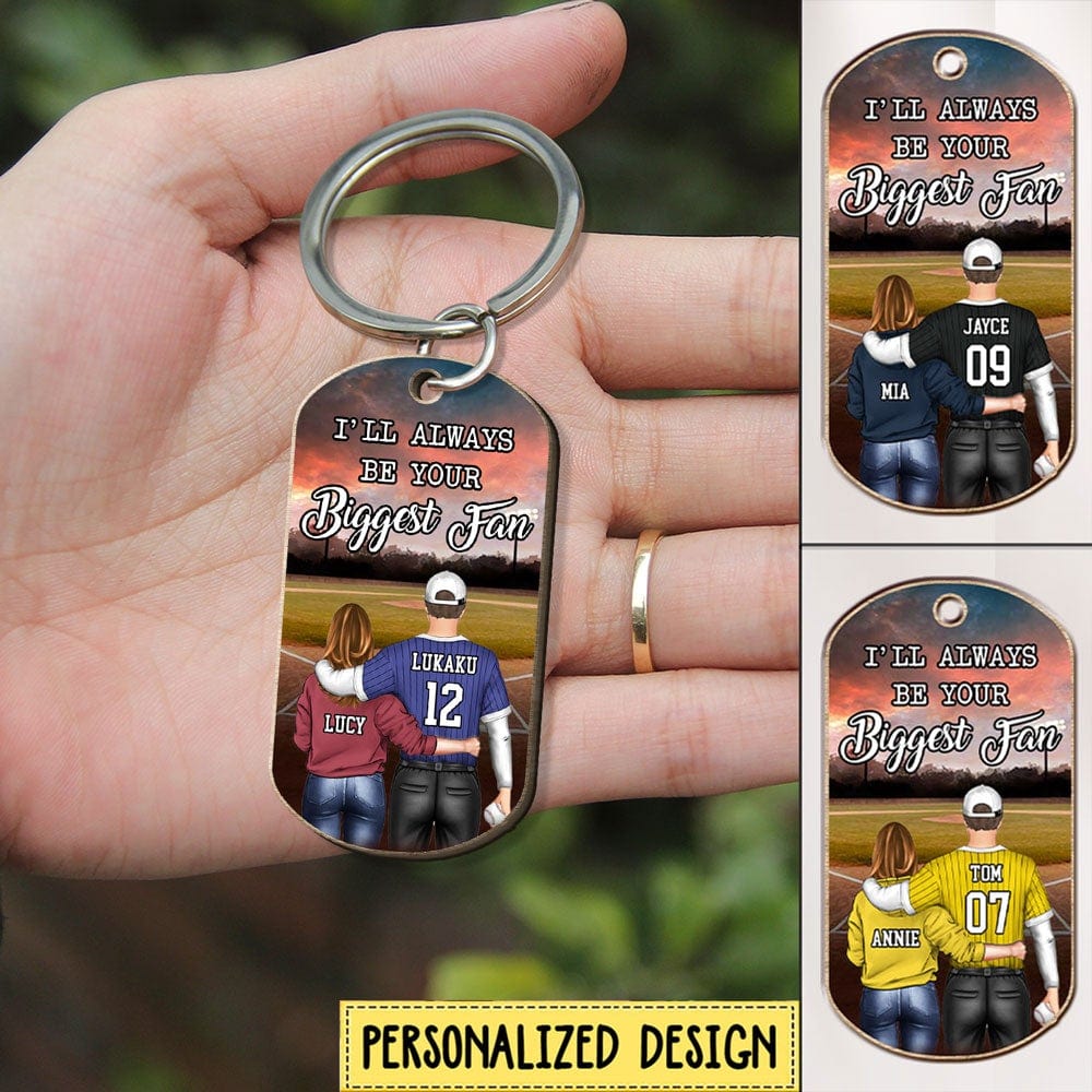 Personalized Couple Baseball Always Be Your Biggest Fan Keychain